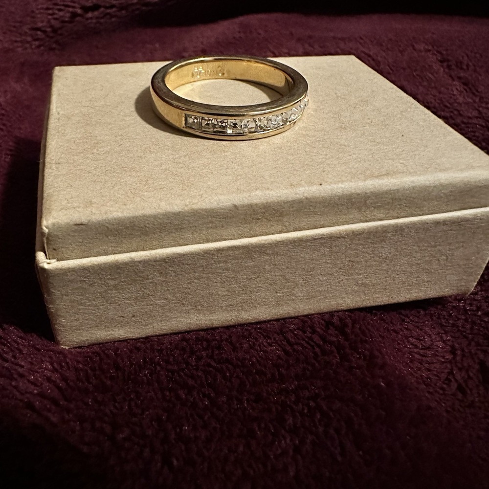 Nolan Miller Gold Tone Channel Set CZ Band Ring • Vintage 7.75 - Picture 5 of 7